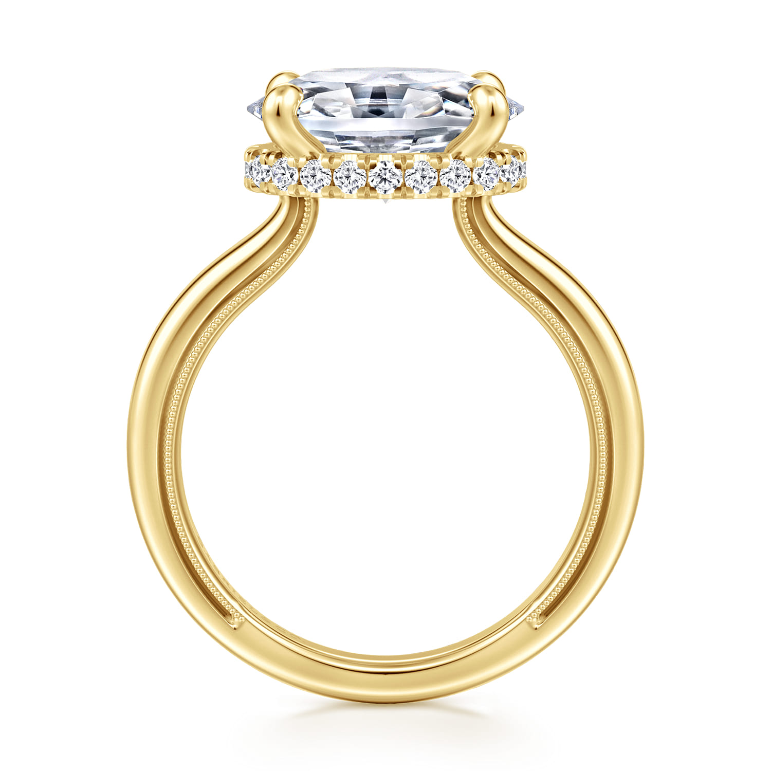 Sandi - 14K Yellow Gold East West Oval Diamond Engagement Ring - 0.15 ct - Shot 2