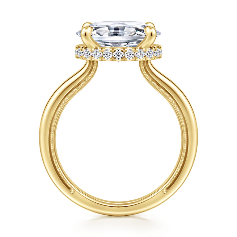 Sandi - 14K Yellow Gold East West Oval Diamond Engagement Ring - 0.15 ct - Shot 2