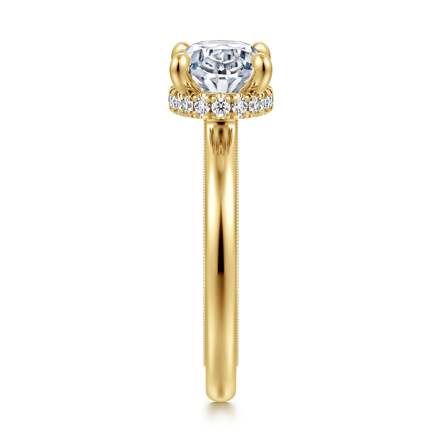 Sandi - 14K Yellow Gold East West Oval Diamond Engagement Ring - 0.15 ct - Shot 4