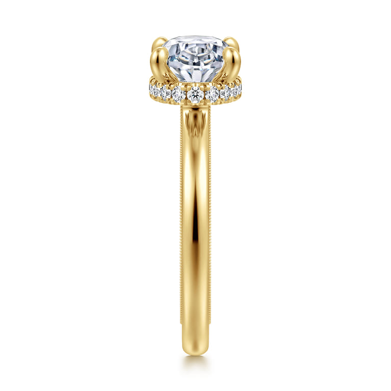 Sandi - 14K Yellow Gold East West Oval Diamond Engagement Ring - 0.15 ct - Shot 4