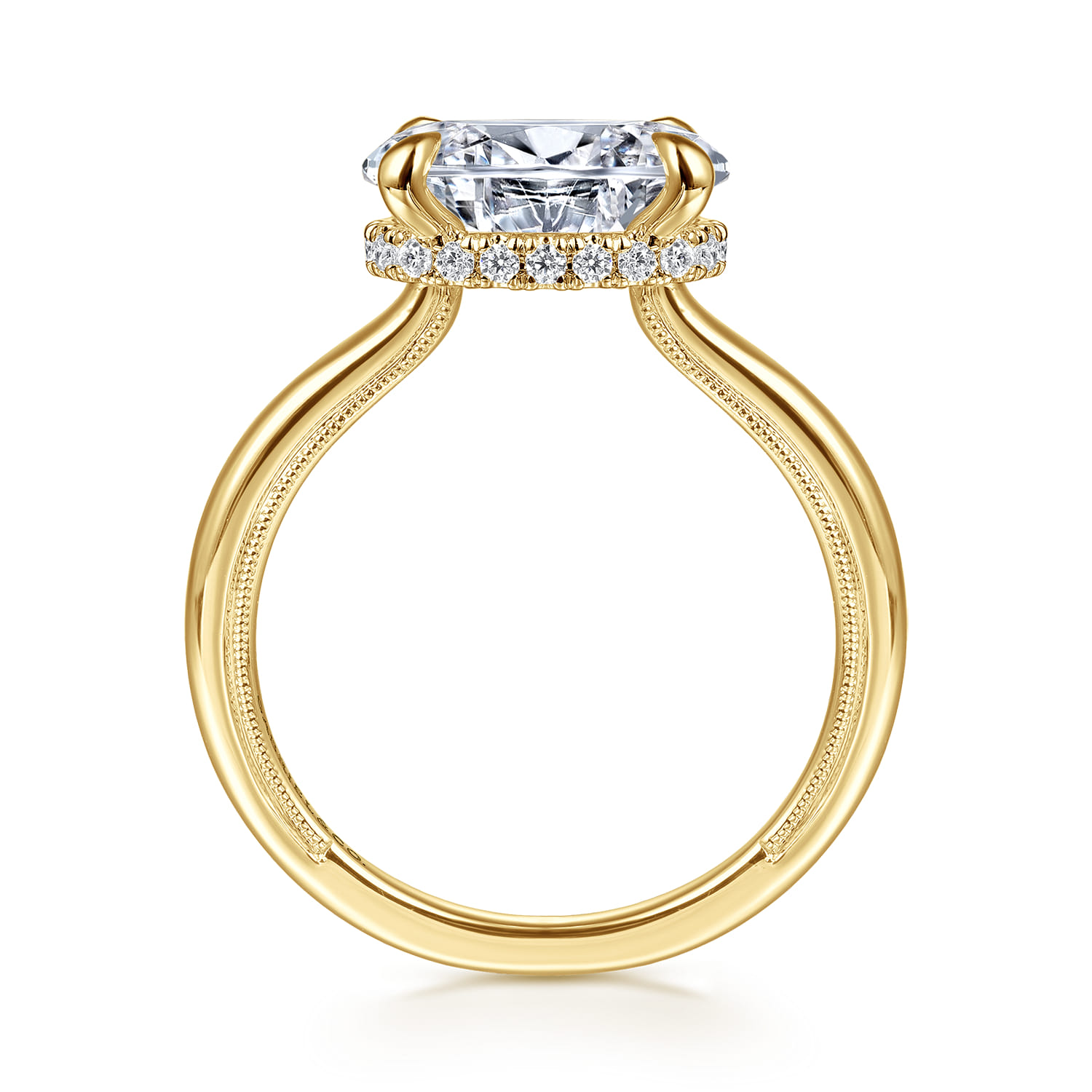 Sandi - 14K Yellow Gold East West Oval Diamond Engagement Ring - 0.12 ct - Shot 2