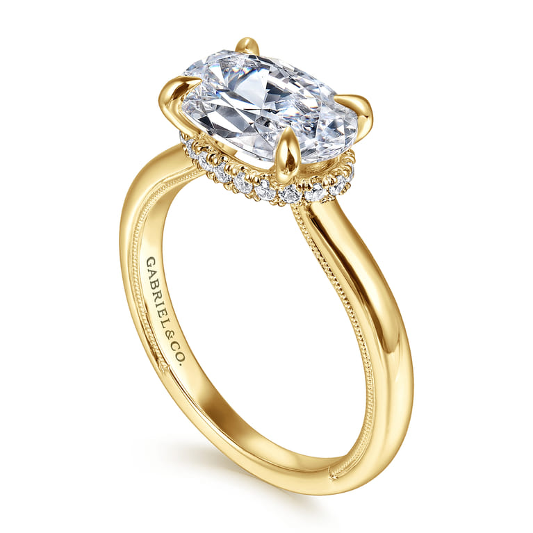 Sandi - 14K Yellow Gold East West Oval Diamond Engagement Ring - 0.12 ct - Shot 3