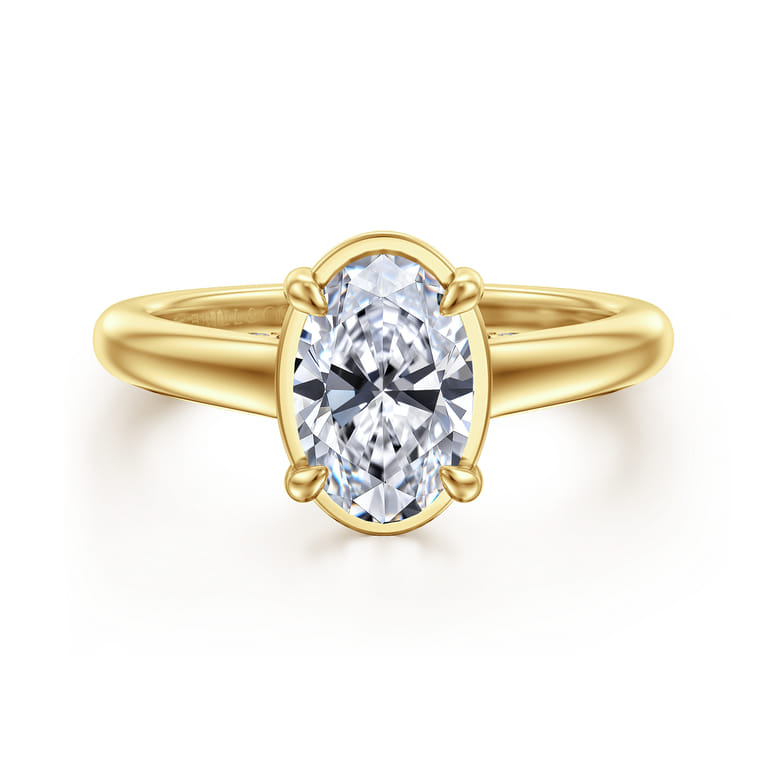 Geo - 14K Yellow Gold Oval Diamond Engagement Ring - 0.16 ct - Shot 1
