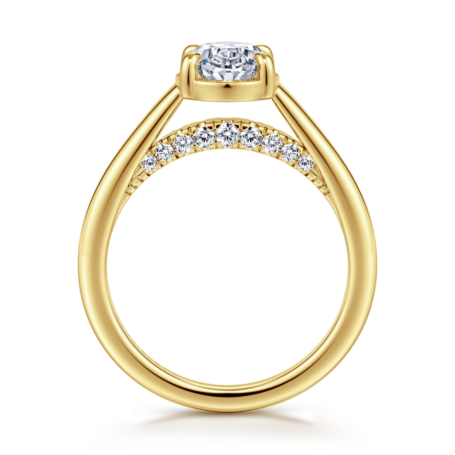 Geo - 14K Yellow Gold Oval Diamond Engagement Ring - 0.16 ct - Shot 2