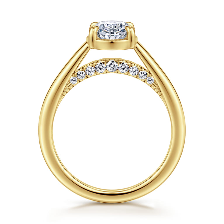 Geo - 14K Yellow Gold Oval Diamond Engagement Ring - 0.16 ct - Shot 2