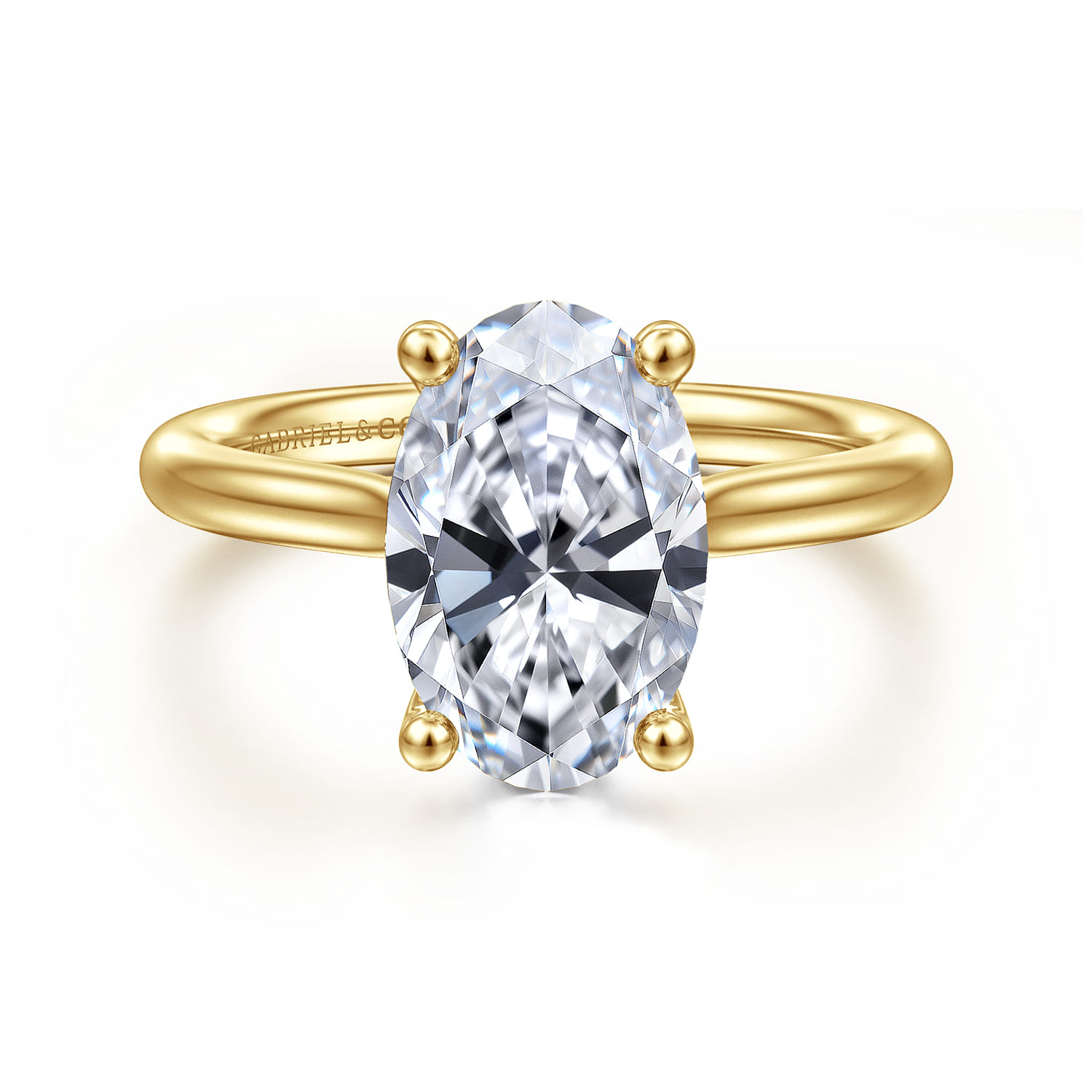 Azucena - 14K Yellow Gold Oval Solitaire Diamond Engagement Ring - 0.08 ct - Shot 1