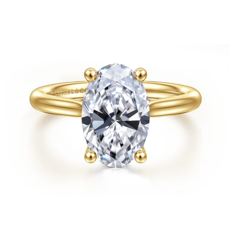 Azucena - 14K Yellow Gold Oval Solitaire Diamond Engagement Ring - 0.08 ct - Shot 1