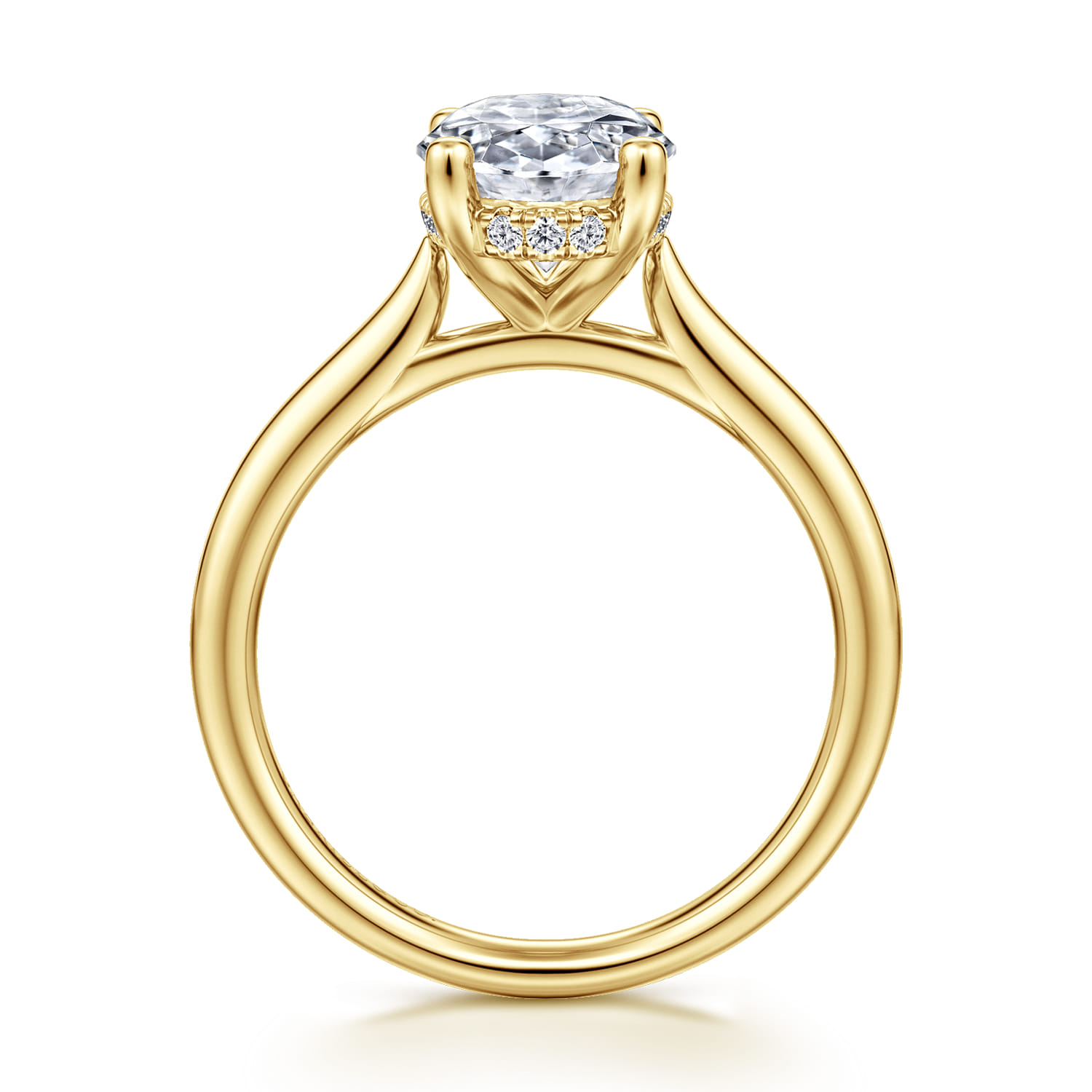 Azucena - 14K Yellow Gold Oval Solitaire Diamond Engagement Ring - 0.08 ct - Shot 2