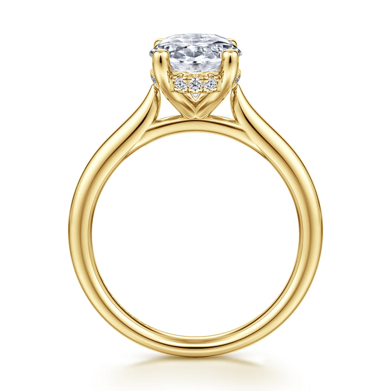 Azucena - 14K Yellow Gold Oval Solitaire Diamond Engagement Ring - 0.08 ct - Shot 2