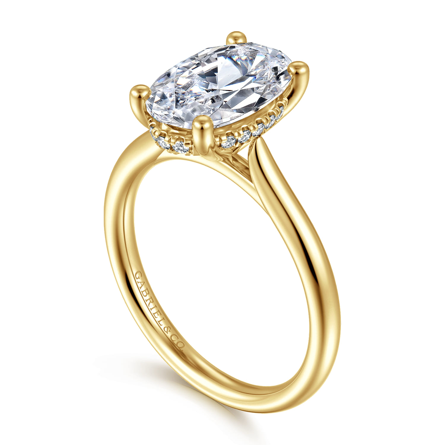 Azucena - 14K Yellow Gold Oval Solitaire Diamond Engagement Ring - 0.08 ct - Shot 3