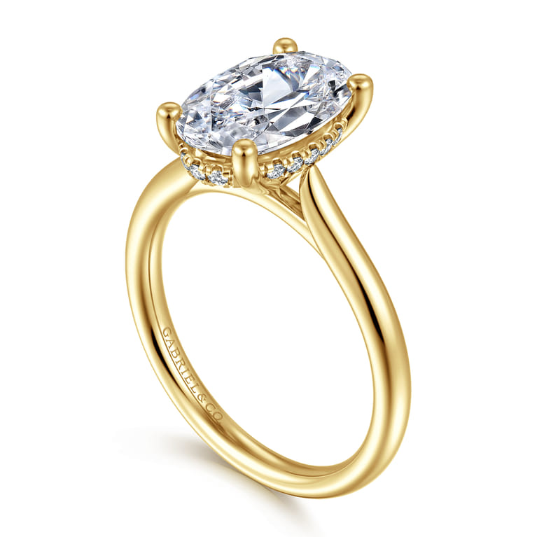 Azucena - 14K Yellow Gold Oval Solitaire Diamond Engagement Ring - 0.08 ct - Shot 3