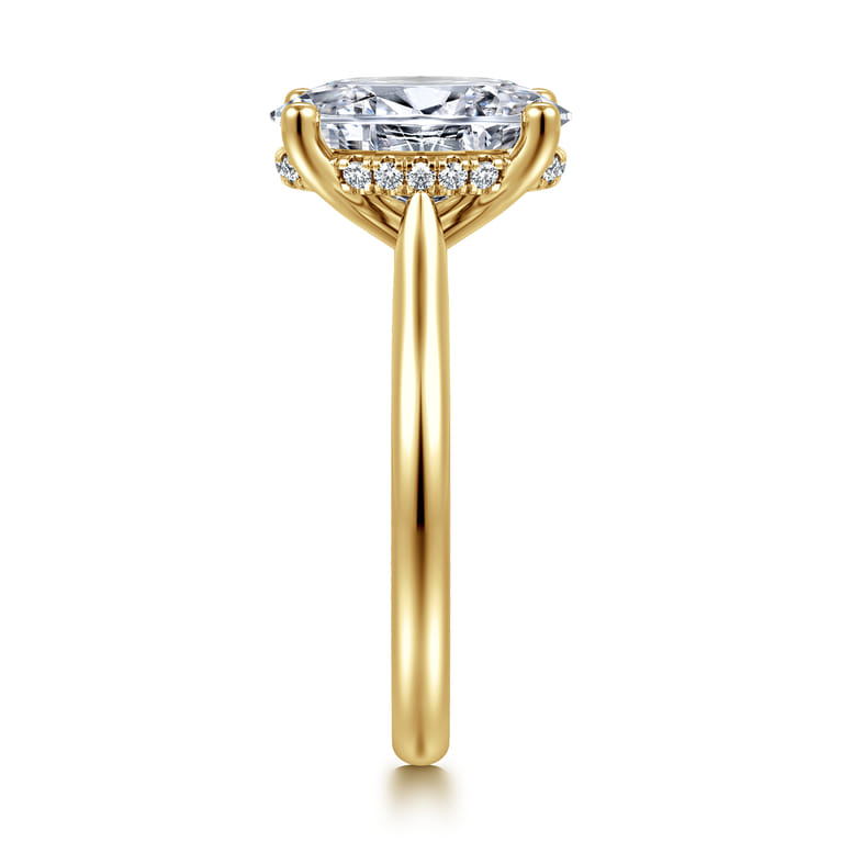 Azucena - 14K Yellow Gold Oval Solitaire Diamond Engagement Ring - 0.08 ct - Shot 4