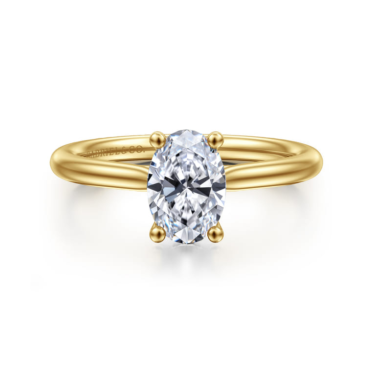 Azucena - 14K Yellow Gold Oval Solitaire Diamond Engagement Ring - 0.05 ct - Shot 1