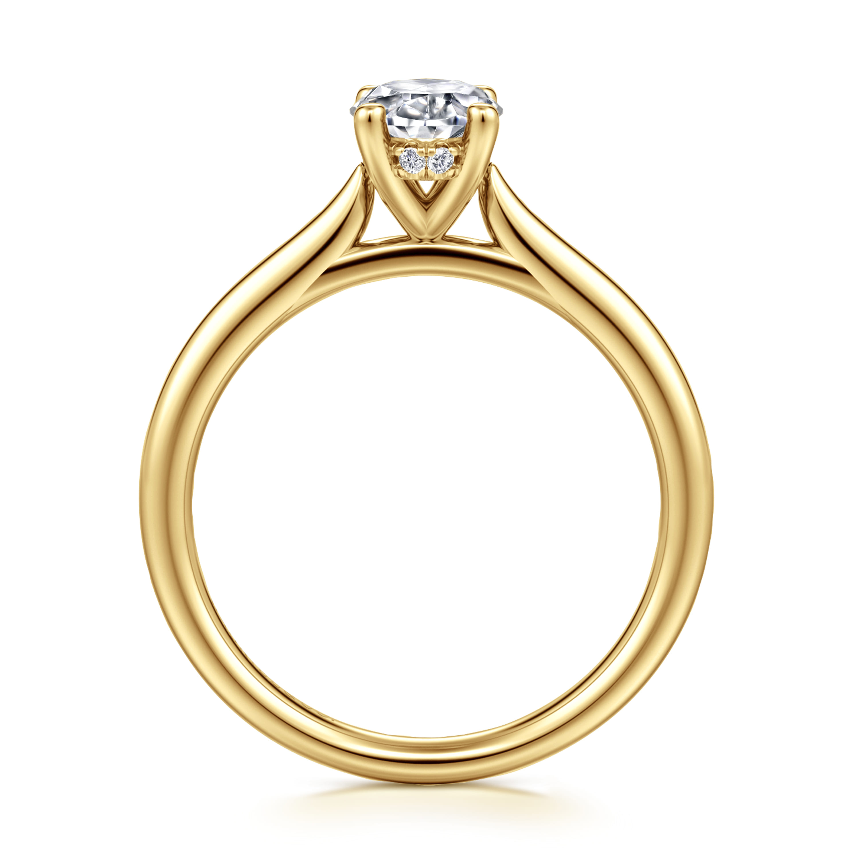 Azucena - 14K Yellow Gold Oval Solitaire Diamond Engagement Ring - 0.05 ct - Shot 2