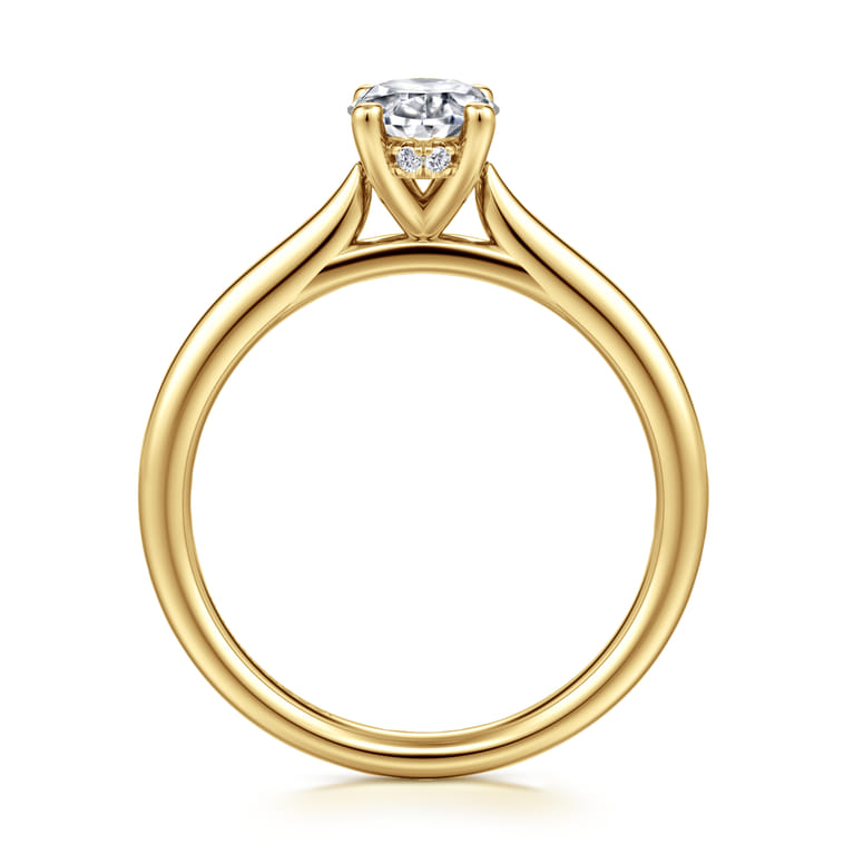 Azucena - 14K Yellow Gold Oval Solitaire Diamond Engagement Ring - 0.05 ct - Shot 2
