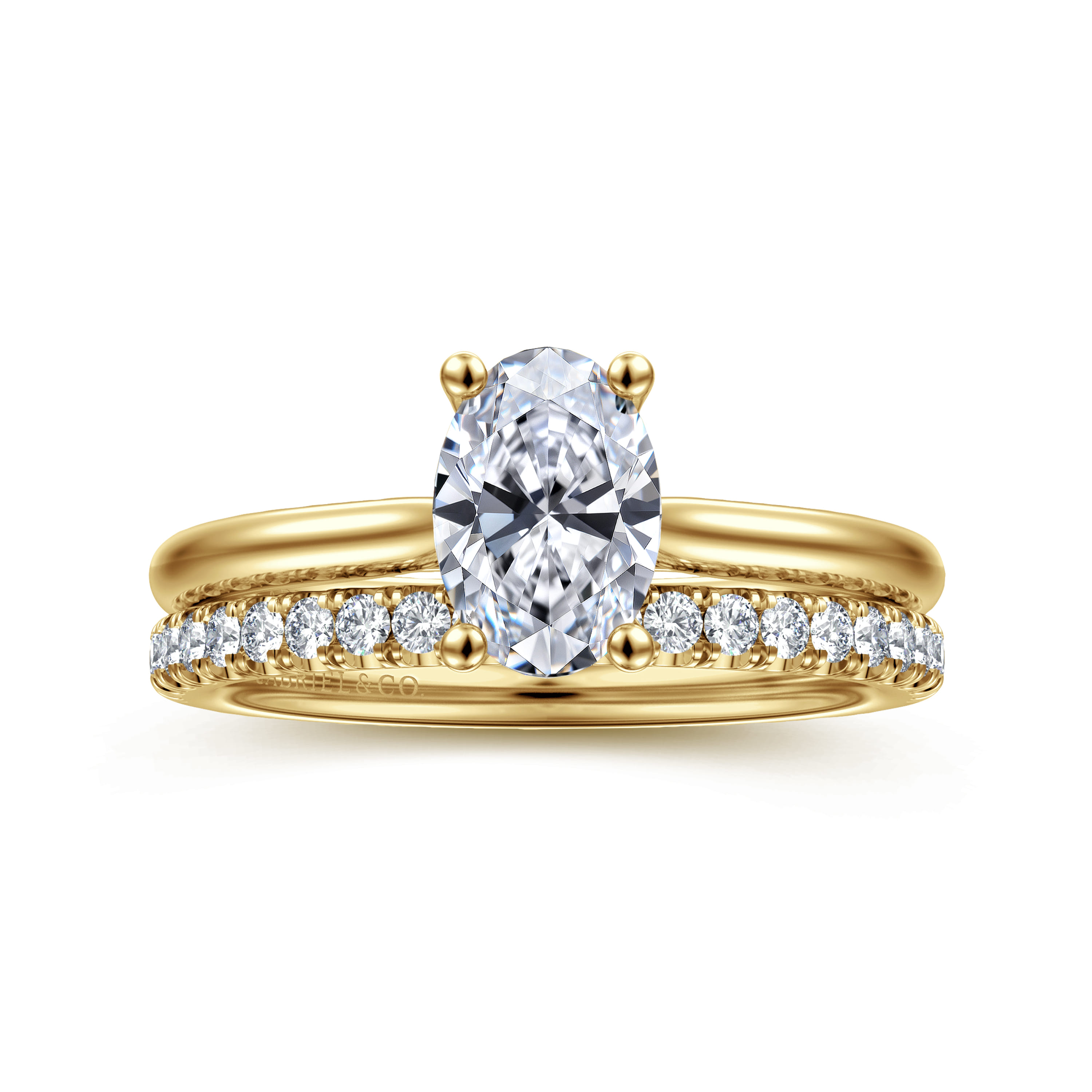 Azucena - 14K Yellow Gold Oval Solitaire Diamond Engagement Ring - 0.05 ct - Shot 4