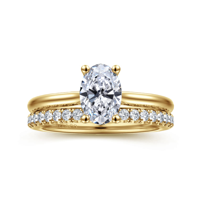 Azucena - 14K Yellow Gold Oval Solitaire Diamond Engagement Ring - 0.05 ct - Shot 4