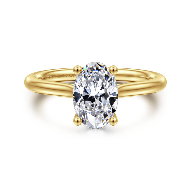 Azucena - 14K Yellow Gold Oval Solitaire Diamond Engagement Ring - 0.05 ct - Shot 1