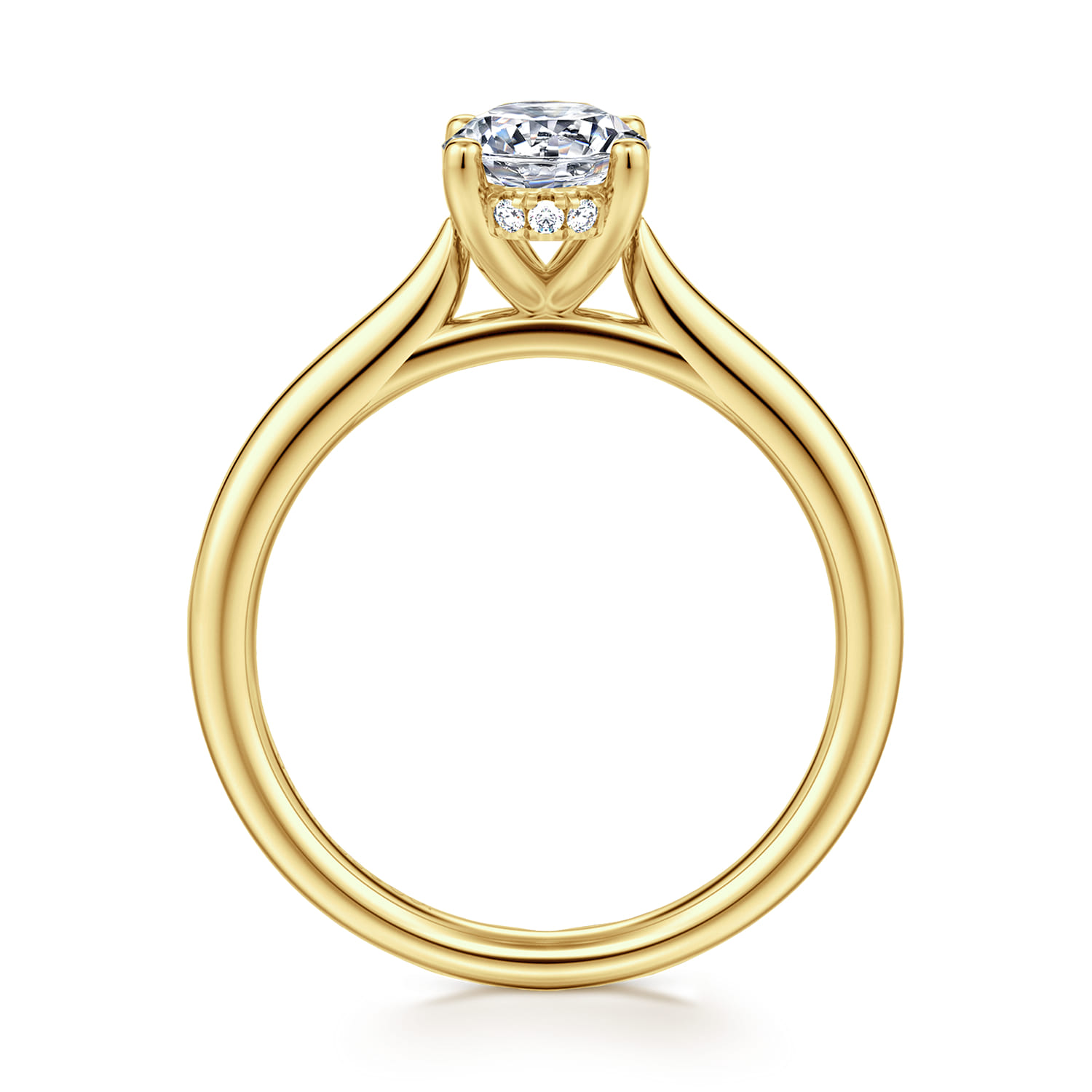 Azucena - 14K Yellow Gold Oval Solitaire Diamond Engagement Ring - 0.05 ct - Shot 2