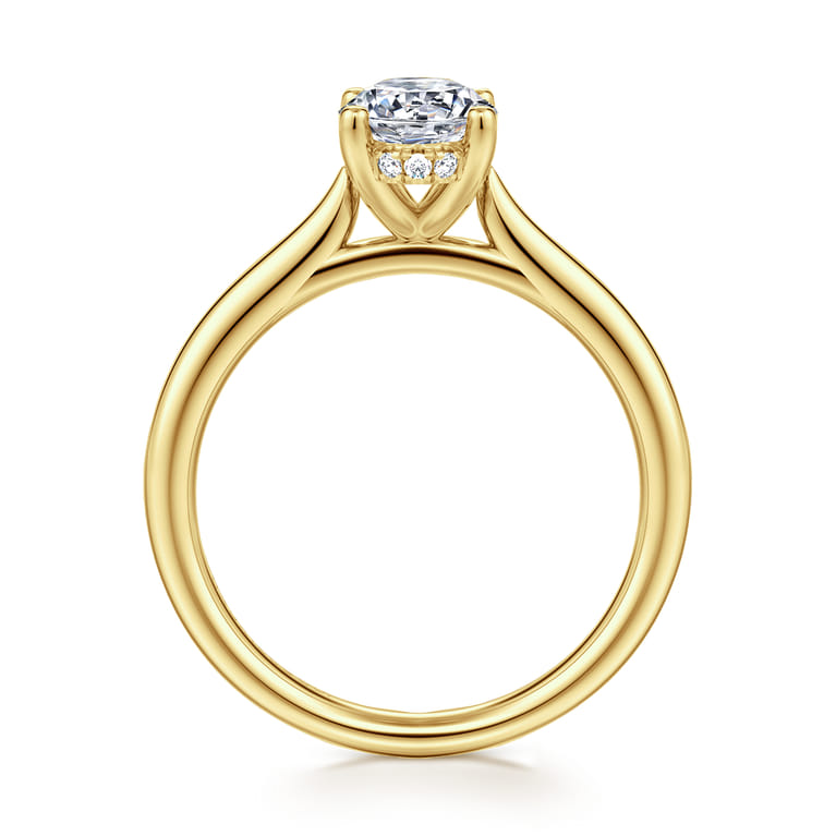 Azucena - 14K Yellow Gold Oval Solitaire Diamond Engagement Ring - 0.05 ct - Shot 2