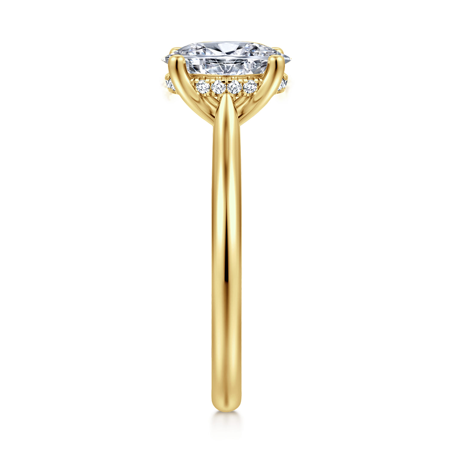 Azucena - 14K Yellow Gold Oval Solitaire Diamond Engagement Ring - 0.05 ct - Shot 4