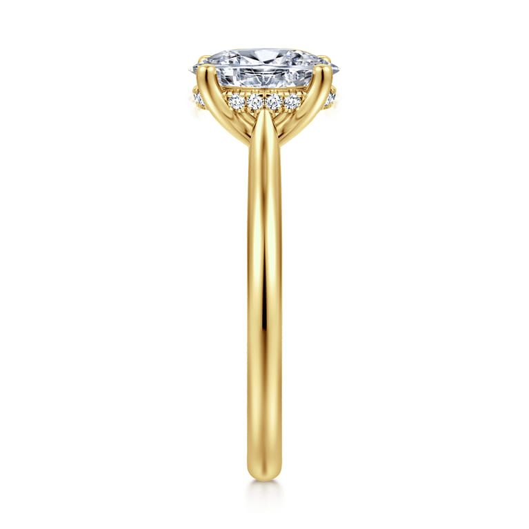Azucena - 14K Yellow Gold Oval Solitaire Diamond Engagement Ring - 0.05 ct - Shot 4