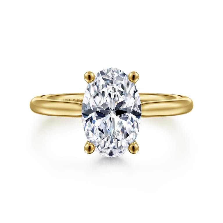 Azucena - 14K Yellow Gold Oval Solitaire Diamond Engagement Ring - 0.06 ct - Shot 1