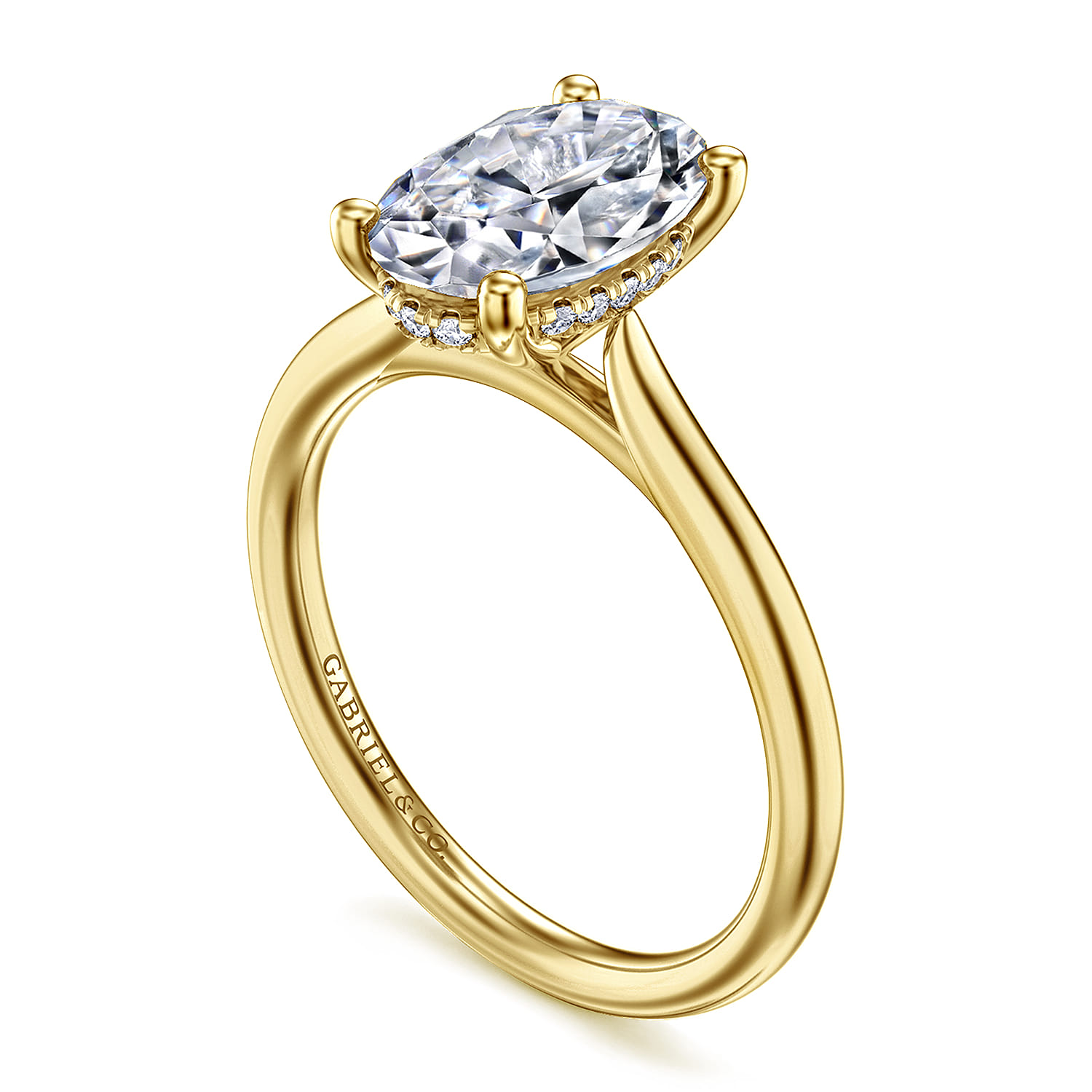 Azucena - 14K Yellow Gold Oval Solitaire Diamond Engagement Ring - 0.06 ct - Shot 3