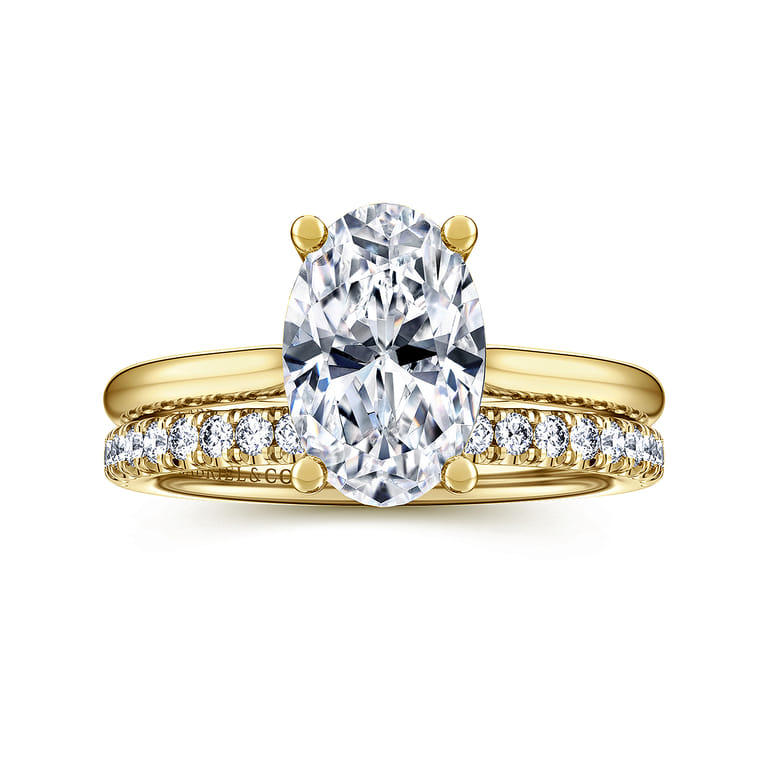 Azucena - 14K Yellow Gold Oval Solitaire Diamond Engagement Ring - 0.06 ct - Shot 4