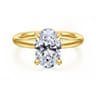 Peace - 14K Yellow Gold Oval Diamond Engagement Ring - 0.08 ct