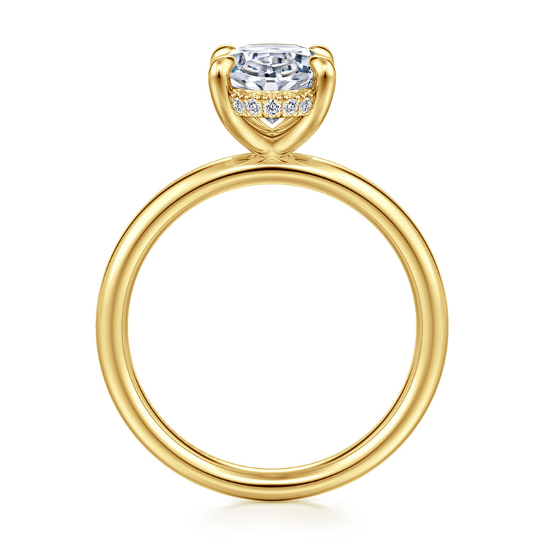 Peace - 14K Yellow Gold Oval Diamond Engagement Ring - 0.08 ct - Shot 2