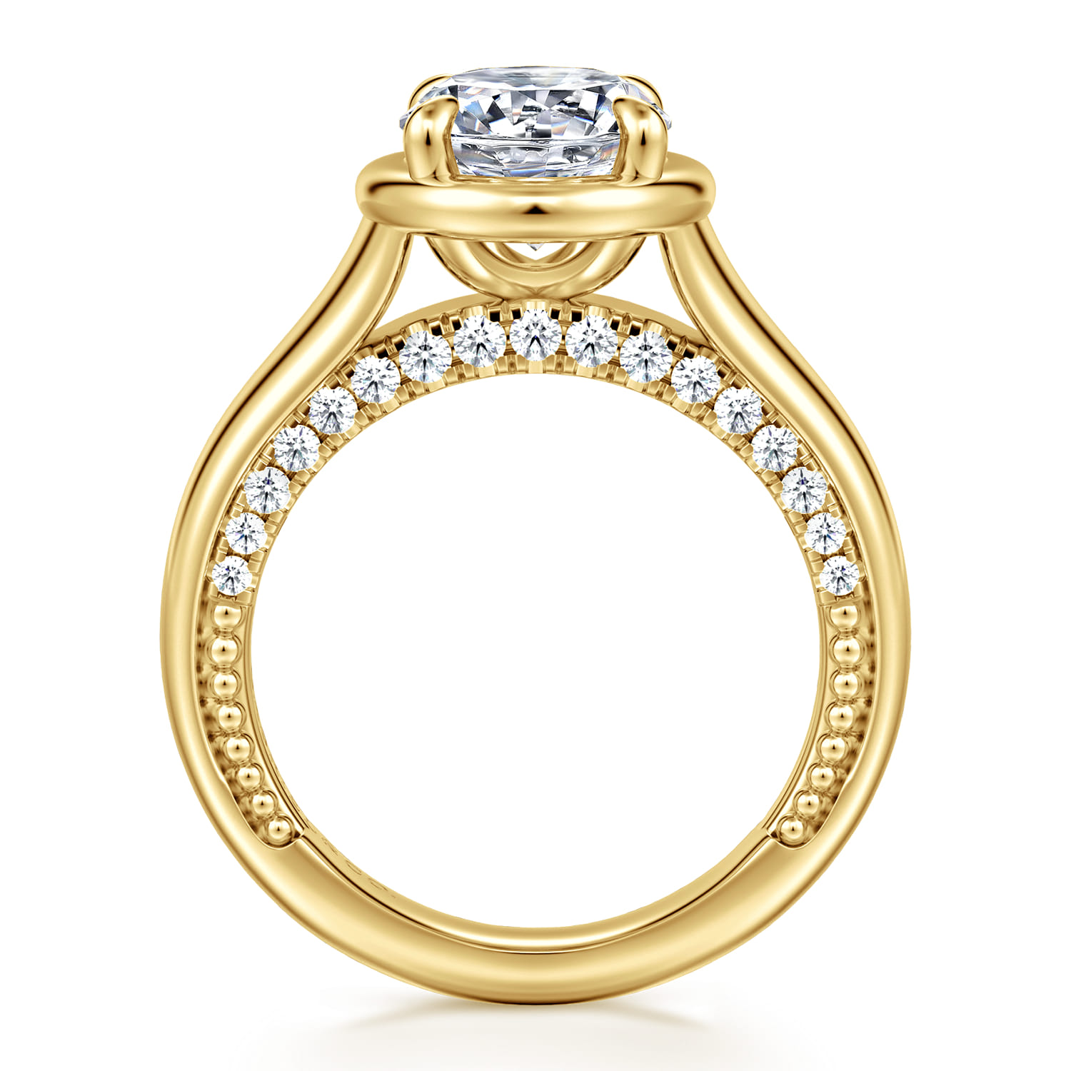 Ettie - 14K Yellow Gold Bezel Prong Oval Diamond Engagement Ring - 0.35 ct - Shot 2