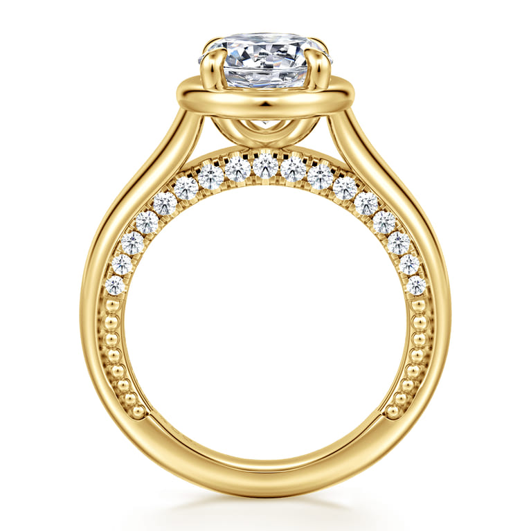 Ettie - 14K Yellow Gold Bezel Prong Oval Diamond Engagement Ring - 0.35 ct - Shot 2