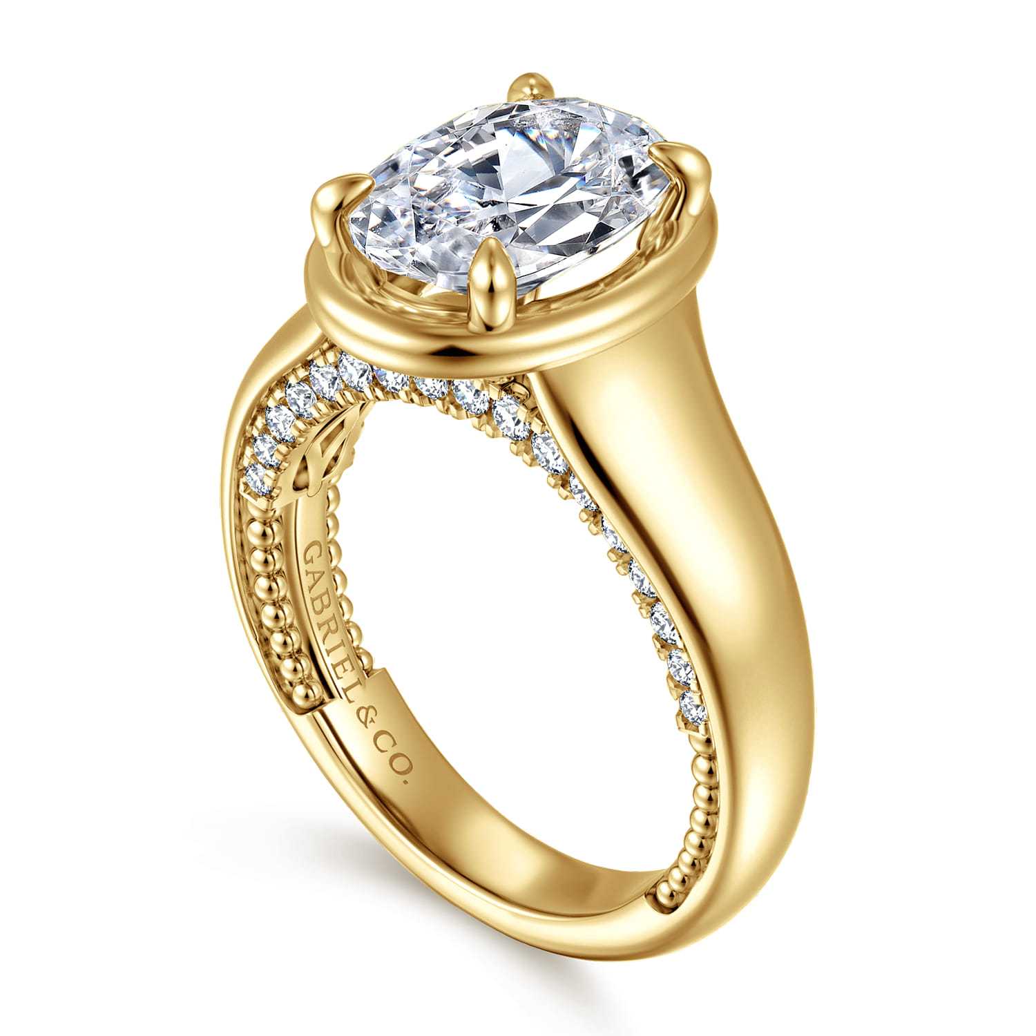 Ettie - 14K Yellow Gold Bezel Prong Oval Diamond Engagement Ring - 0.35 ct - Shot 3