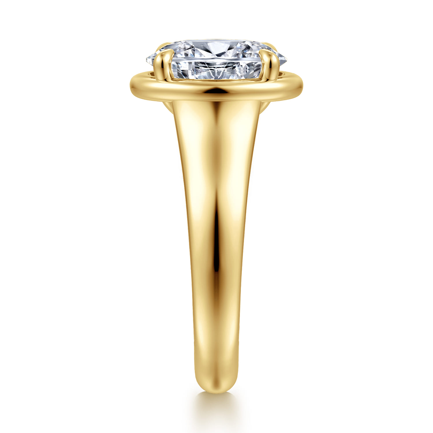 Ettie - 14K Yellow Gold Bezel Prong Oval Diamond Engagement Ring - 0.35 ct - Shot 4