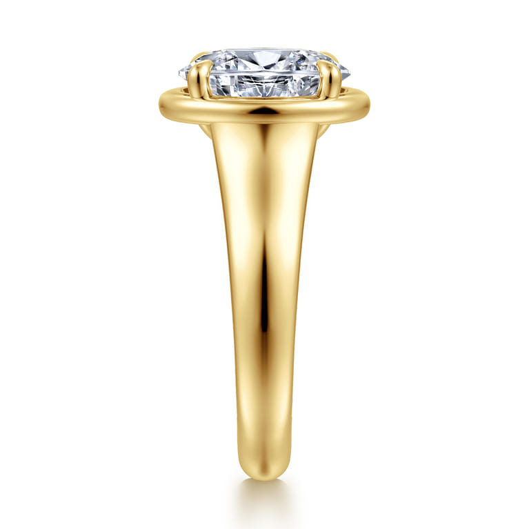 Ettie - 14K Yellow Gold Bezel Prong Oval Diamond Engagement Ring - 0.35 ct - Shot 4