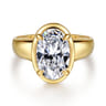 Ettie - 14K Yellow Gold Bezel Prong Oval Diamond Engagement Ring - 0.35 ct
