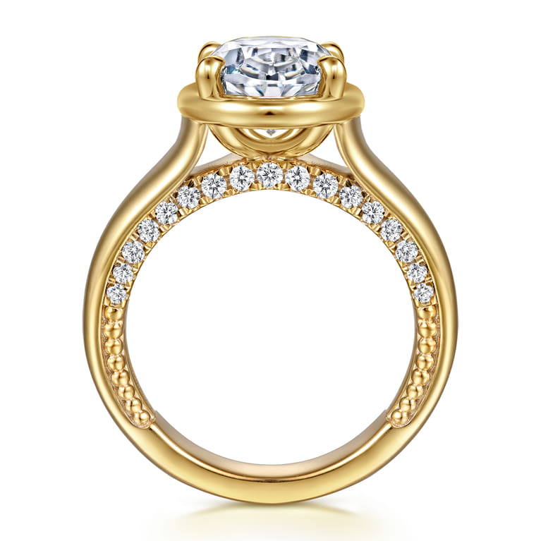 Ettie - 14K Yellow Gold Bezel Prong Oval Diamond Engagement Ring - 0.35 ct - Shot 2