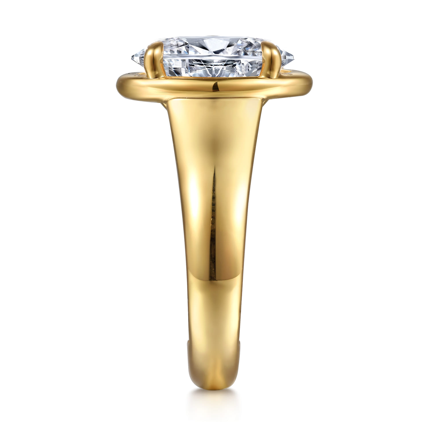 Ettie - 14K Yellow Gold Bezel Prong Oval Diamond Engagement Ring - 0.35 ct - Shot 4