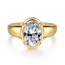 Ettie - 14K Yellow Gold Bezel Prong Oval Diamond Engagement Ring - 0.35 ct