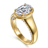 Ettie - 14K Yellow Gold Bezel Prong Oval Diamond Engagement Ring - 0.35 ct