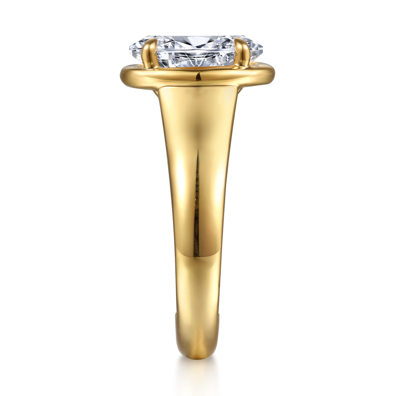 Ettie - 14K Yellow Gold Bezel Prong Oval Diamond Engagement Ring - 0.35 ct - Shot 4