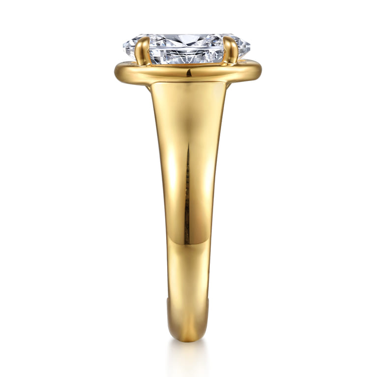Ettie - 14K Yellow Gold Bezel Prong Oval Diamond Engagement Ring - 0.35 ct - Shot 4