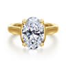 Villa - 14K Yellow Gold Half Bezel Oval Diamond Engagement Ring - 0.1 ct