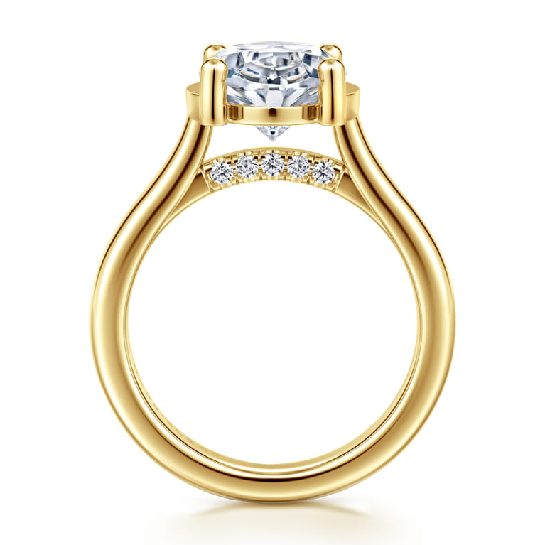 Villa - 14K Yellow Gold Half Bezel Oval Diamond Engagement Ring - 0.1 ct - Shot 2