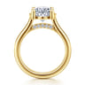 Villa - 14K Yellow Gold Half Bezel Oval Diamond Engagement Ring - 0.1 ct