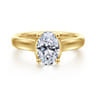 Villa - 14K Yellow Gold Half Bezel Oval Diamond Engagement Ring - 0.1 ct