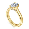 Villa - 14K Yellow Gold Half Bezel Oval Diamond Engagement Ring - 0.1 ct