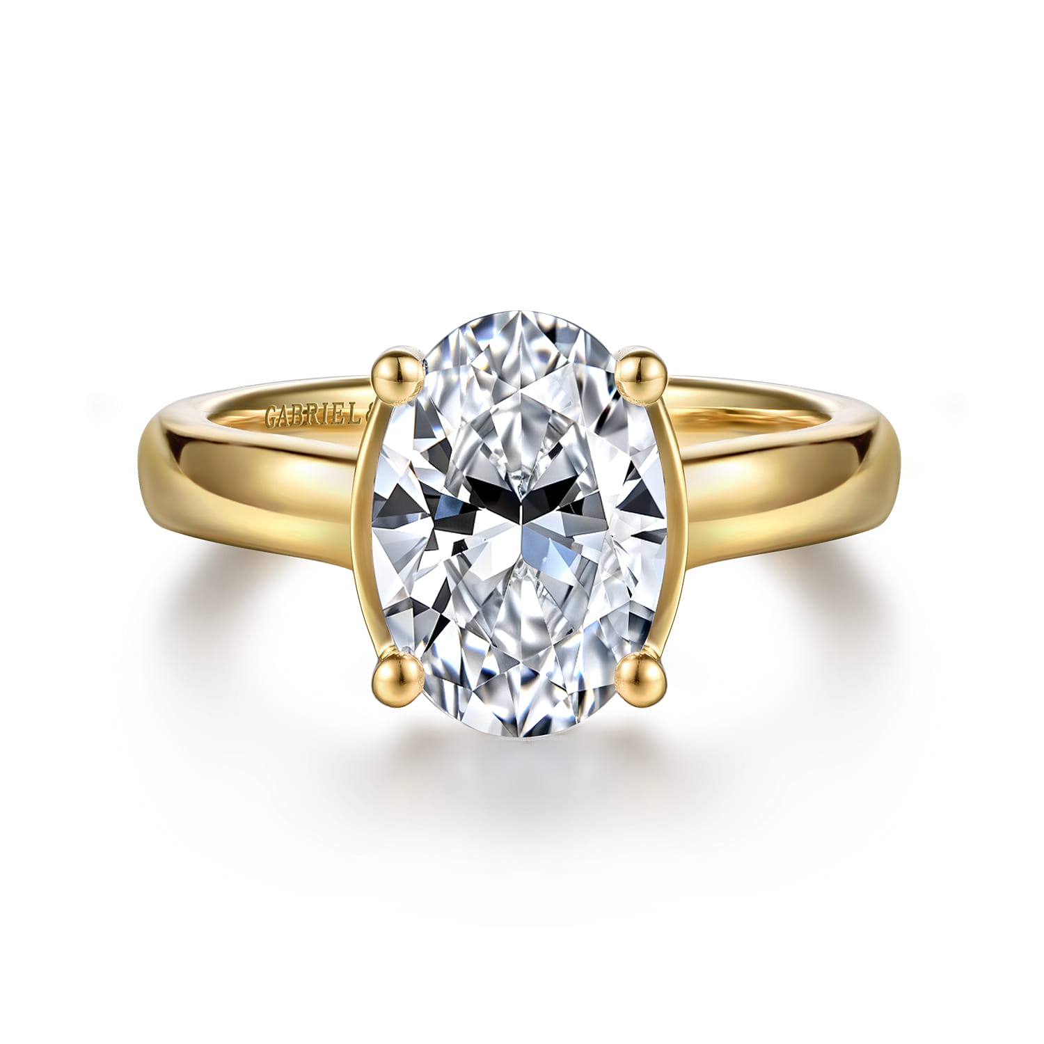 Villa - 14K Yellow Gold Half Bezel Oval Diamond Engagement Ring - 0.1 ct - Shot 1