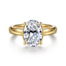 Villa - 14K Yellow Gold Half Bezel Oval Diamond Engagement Ring - 0.1 ct